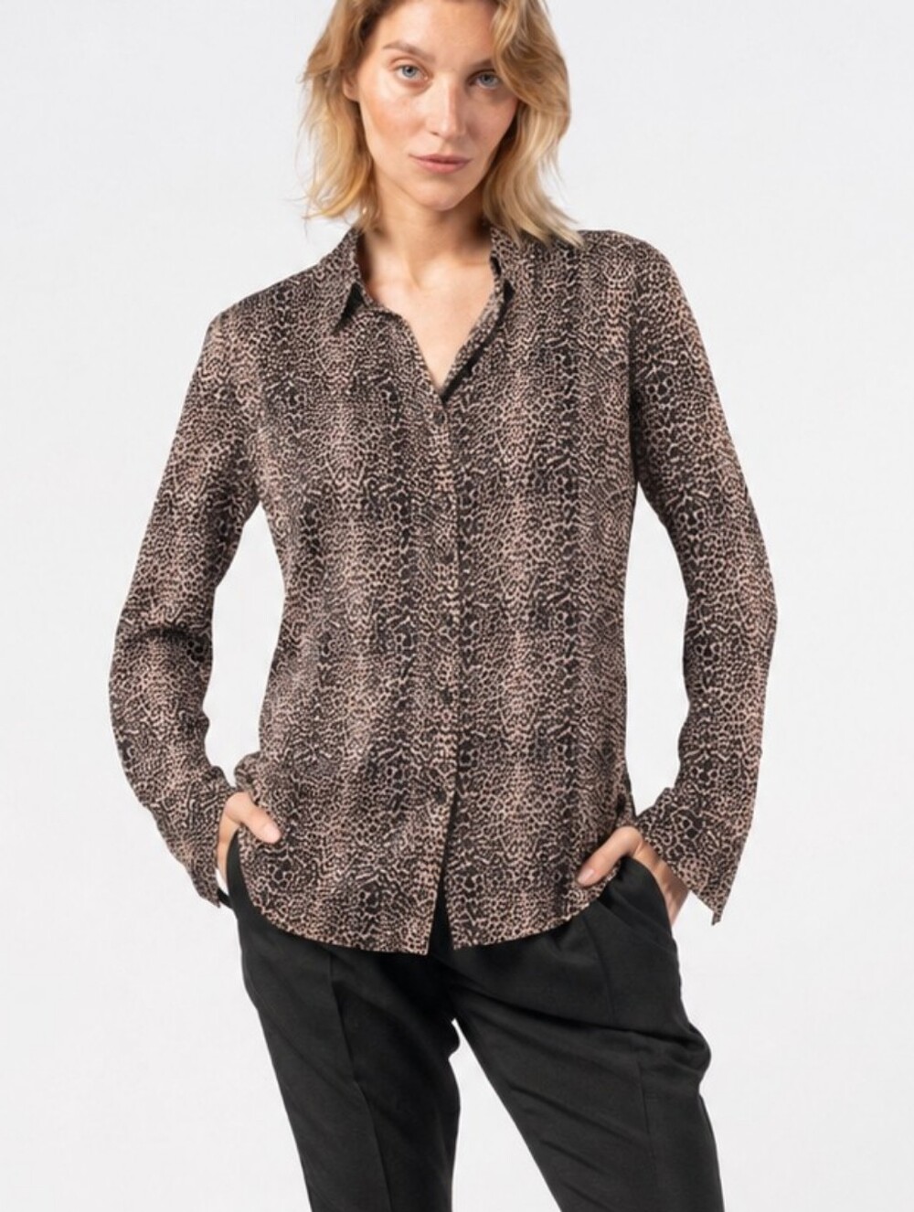 Artelier by Nicole Miller Brown Leopard Print Blouse Size L